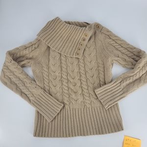 Banana Republic Cable Knit Open Turtleneck Sweater Wool / Angora Sweater
